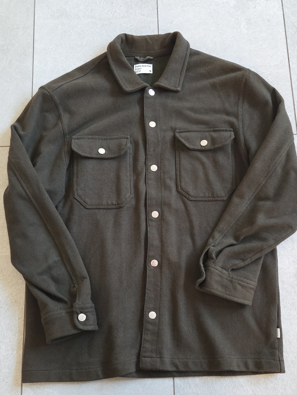 Frank & Oak Olive Green Snap-Front Shirt Jacket